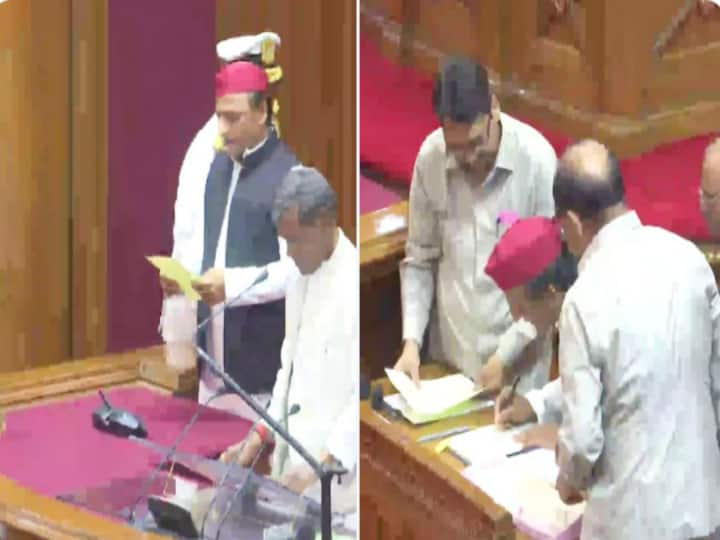 Akhilesh Yadav Takes Oath: अखिलेश यादव ने यूपी विधानसभा में ली शपथ, पहली बार बने हैं विधायक