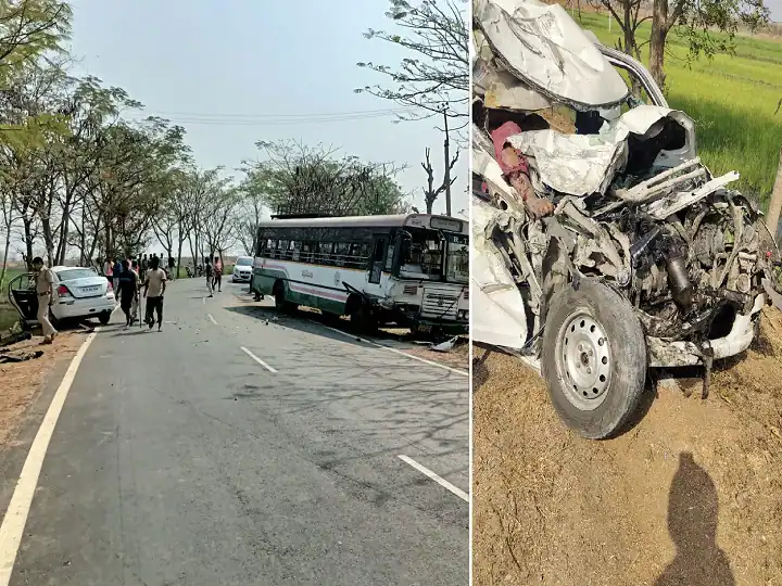 Telangana: Five Killed In An Accident In Kamareddy After Bus Rammed Into Car Telangana: Five Killed In An Accident In Kamareddy After Bus Rammed Into Car