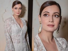 Dia Mirza Gracefully Poses In An Off-White Embroidered Dress - SEE PICS