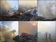 Ghazipur Landfill Fire: गाजीपुर की लैंडफिल साइट पर लगी भीषण आग, पूरे इलाके में फैल गया धुंआ, देखें तस्वीरें