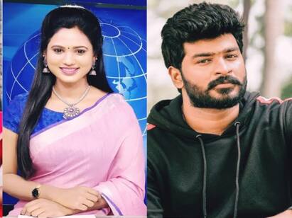 news reader kanmai sekar announce her lover and marriage date at function! காதல் திருமணம் குறித்து மனம் திறந்த நியூஸ் ரீடர் கண்மணி சேகர்.. வைரலாகும் புகைப்படங்கள்..