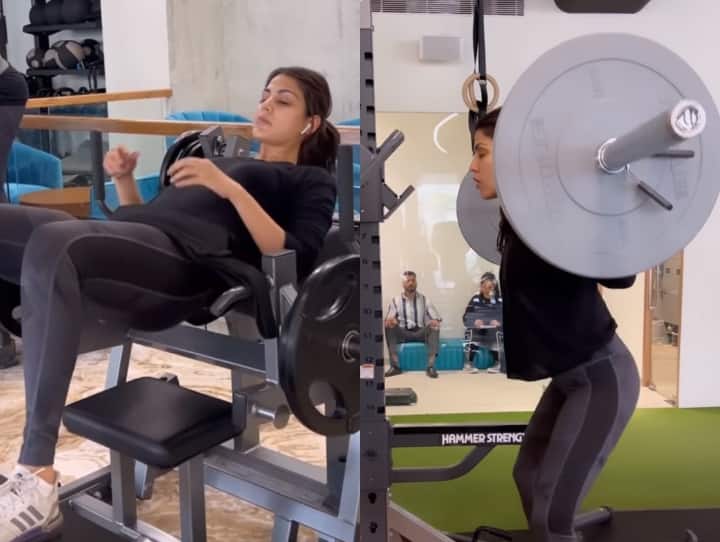 Rhea chakraborty fitness video going viral on internet भारी-भरकम डम्बल उठाए रिया चक्रवर्ती कर रही हैं जी तोड़ मेहनत, कैप्शन की फर्स्ट लाइन में 'एस' लिखकर खुदको बताया मजबूत
