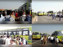 PHOTO : प्रवासी आणि बस चालक शाब्दिक वाद, राष्ट्रीय महामार्गावर एक तास वाहतूक ठप्प
