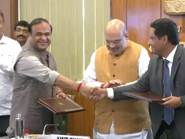 Historic agreement in the presence of Home Minister Amit Shah in Assam and Meghalaya marathi news 50 वर्ष जुना सीमावाद सुटला! आसाम-मेघालयमध्ये गृहमंत्री अमित शहांच्या उपस्थितीत ऐतिहासिक करार 
