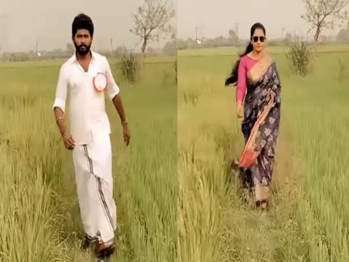 pandian stores dhanam and kannan insta video goes on viral கொடி பட தனுஷ், த்ரிஷாவாக மாறிய பாண்டியன் ஸ்டோர்ஸ் பிரபலங்கள்.. வைரலாகும் வீடியோ..