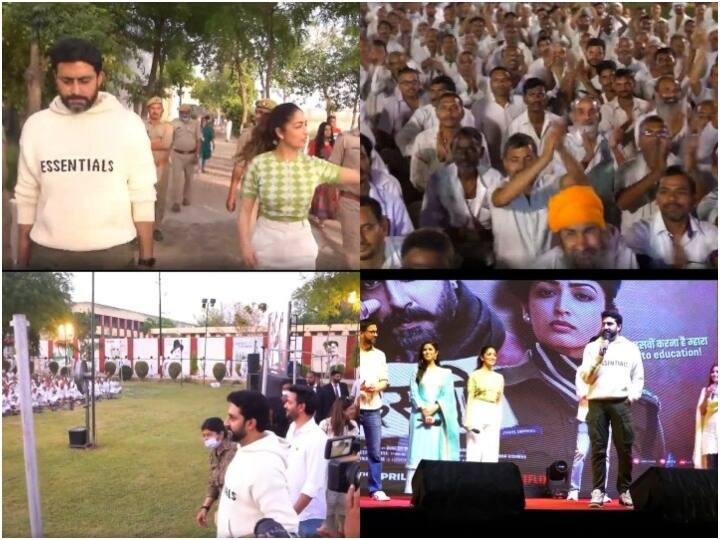 Abhishek Bachchan reached Agra Central Jail for the special screening of his upcoming film Dasvin Watch: 'दसवीं' की स्पेशल स्क्रीनिंग के लिए आगरा सेंट्रल जेल पहुंचे अभिषेक बच्चन, कैदियों के बीच बिताया वक्त, देखें वीडियो