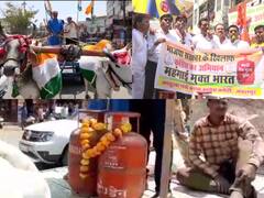 Jabalpur: बढ़ती महंगाई के खिलाफ कांग्रेस ने खोला मोर्चा, बैलगाड़ी पर गैस सिलेंडर रखकर जताया विरोध