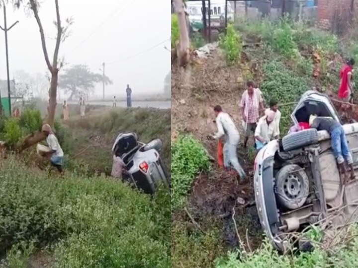 Bihar News: Bottles Of Wine Found From Car After Accident In Kaimur, People Of Bihar Looted Liquor Ann | Watch: सड़क किनारे खाई में गिरी कार तो निकलने लगी शराब की बोतलें,