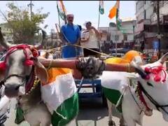 Jabalpur: बढ़ती महंगाई के खिलाफ कांग्रेस ने खोला मोर्चा, बैलगाड़ी पर गैस सिलेंडर रखकर जताया विरोध