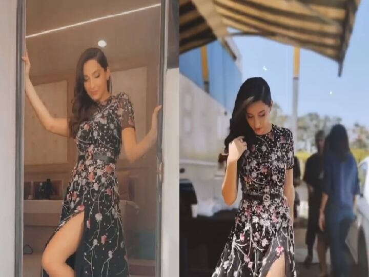 Nora Fatehi Latest stunning video sets the internet on fire थाई हाई स्लिट ड्रेस पहन कुछ यूं मटक-मटक कर चलीं नोरा फतेही, देखने वालों के दिल गए अटक !