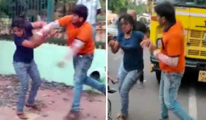 odisha food delivery boy intervenes lovers spat thrashes girl abusing boyfriend Odisha : प्रेमीयुगुलाच्या भांडणात मध्यस्थी करणाऱ्या डिलीव्हरी बॉयची तरुणीला बेदम मारहाण; व्हिडीओ व्हायरल