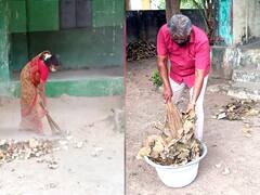 சிறுவந்தாடு : அரசு ஆரம்ப பள்ளியில் தூய்மை பணி மேற்கொண்ட ஆசிரியர்கள்