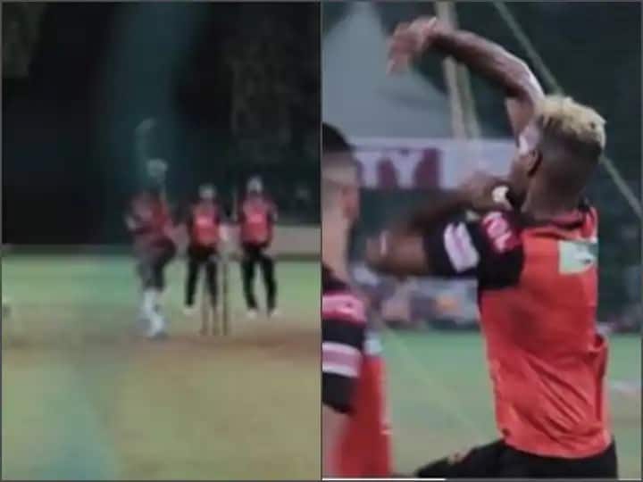 ipl 2022 nicholas pooran bowled with both hands when umran malik bets watch video IPL 2022: સ્પીડસ્ટાર ઉમરાન મલિક સાથે શર્ત લગાવી નિકોલસ પૂરને બંને હાથે બોલિંગ કરી, જુઓ વીડિયો