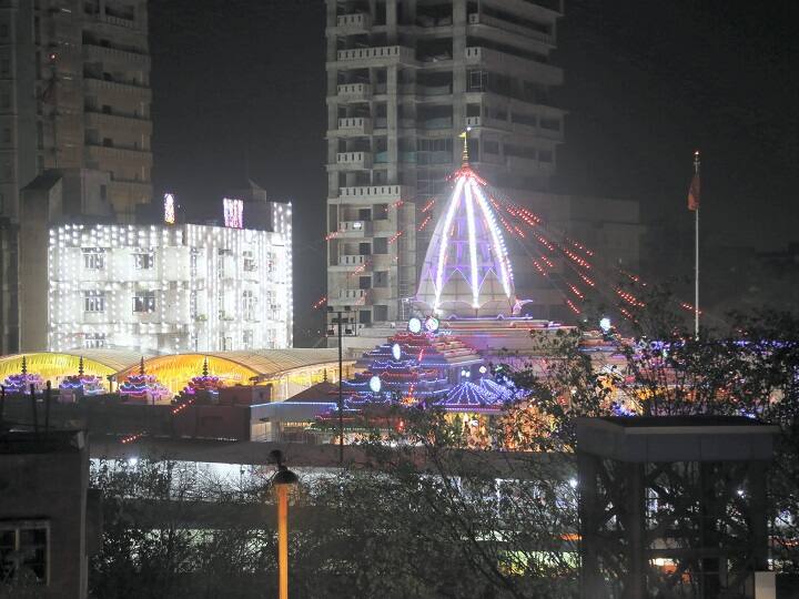 Delhi's Jhandewalan Temple was also illuminated with lights on the eve of the 9-day festival that celebrates the arrival of Goddess Durga. (PTI Photo)