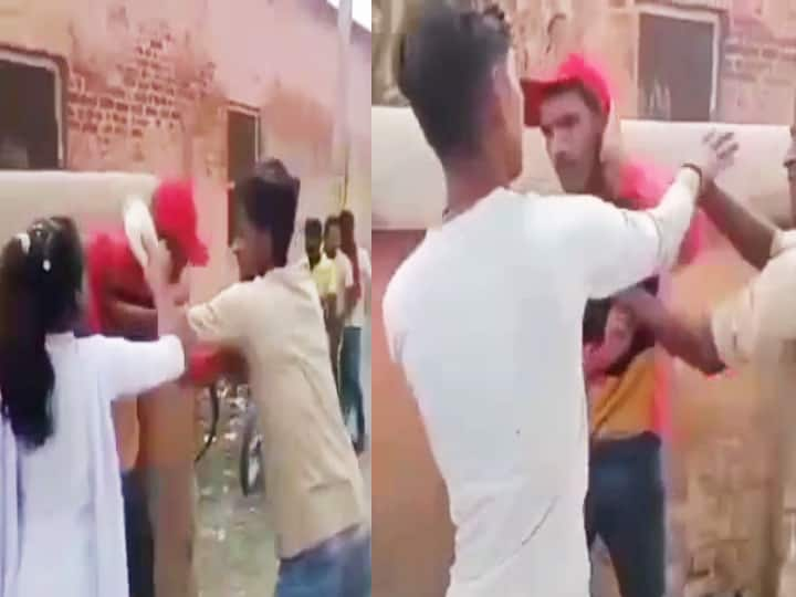 Chhapra Janta Bazar boy was beaten up with slippers for asking for the number from the girl Video Viral on Social Media ann व्हाट इज मोबाइल नंबर तो लड़की ने दिया चप्पल, छपरा में हो गया बवाल, देखें सोशल मीडिया का ये वायरल वीडियो