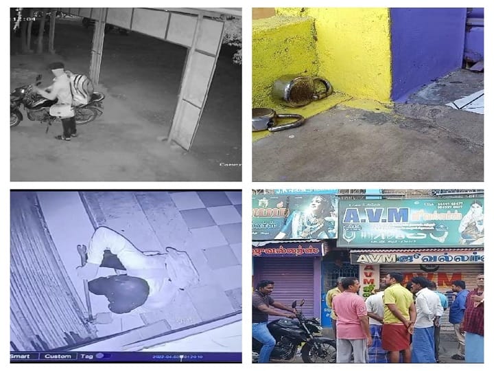 masked robbers robbed valuables by breaking the lock of a studio and jewellery store in harur at Dharmapuri district அரூர் : நகை கடை பூட்டை உடைத்து  2.50 கிலோ வெள்ளி நகைகள், கேமராக்கள் கொள்ளை..