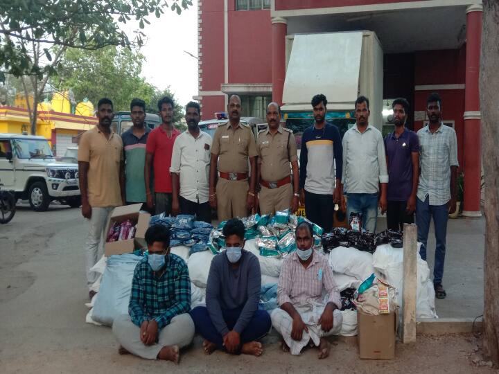 Gutka worth Rs 4 lakh and 9 others arrested by police in Thiruvannamalai at midnight திருவண்ணாமலை: நள்ளிரவில் அதிரடி காட்டிய போலீஸ்: 4 லட்சம் மதிப்புள்ள குட்கா பறிமுதல்: 9 பேர் கைது