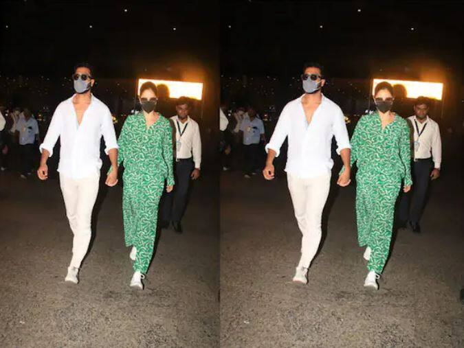 વિક્કી કૌશલ અને કૈટરીના કૈફ રવિવારે મોડી રાત્રે વેકેશન માણીને પરત ફર્યા છે. મુંબઈ એરપોર્ટ પર બંને જોવા મળ્યા હતા.