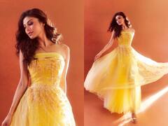 Mouni Roy Radiates In A Beautiful Yellow Strapless Dress - SEE PICS