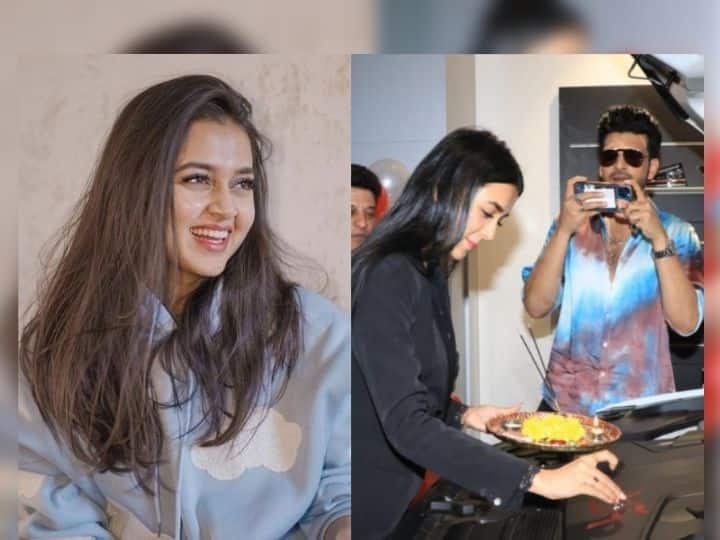tejasswi prakash buys new audi q7 car spotted at showroom with karan kundrra Tejasswi Prakash : तेजस्वीनं घेतली आलिशान गाडी; शोरूममध्ये केली पूजा, किंमत माहितीये?