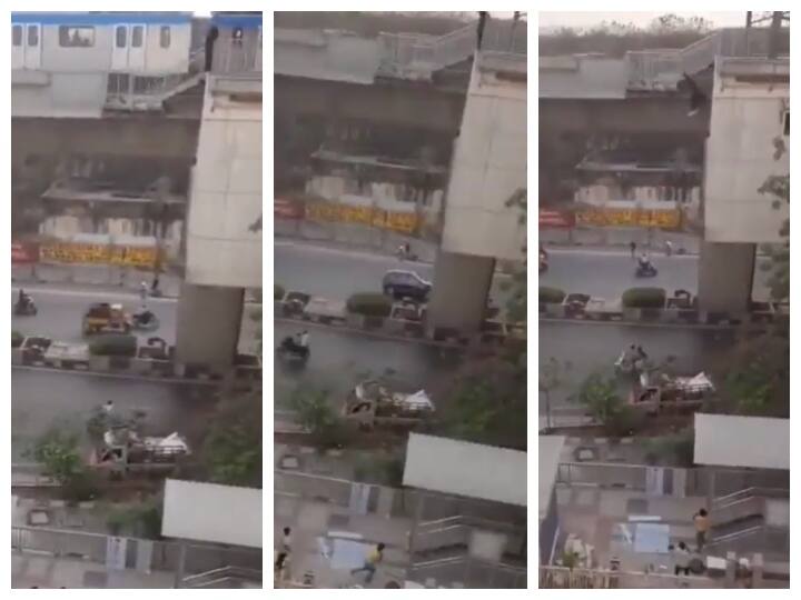 Hyderabad: Woman jumps to death from ESI metro station Video gets shared மெட்ரோ ஸ்டேஷனில் இருந்து நடுரோட்டில் குதித்து உயிரை மாய்த்த இளம்பெண்.. பதைபதைத்த மக்கள்..