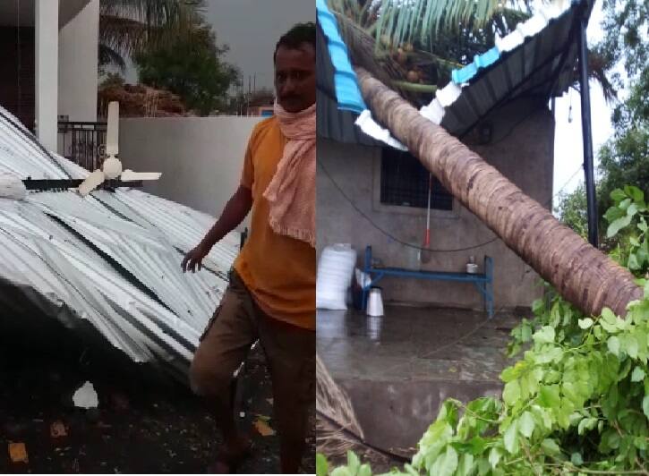 Maharashtra Weather Update unseasonal Rain in solapur sangola Damage to houses along with crops Maharashtra Rain : राज्यात एकीकडे उन्हाचा कहर तर दुसरीकडे अवकाळीचा तडाखा; पिकांसह घरांचंही नुकसान