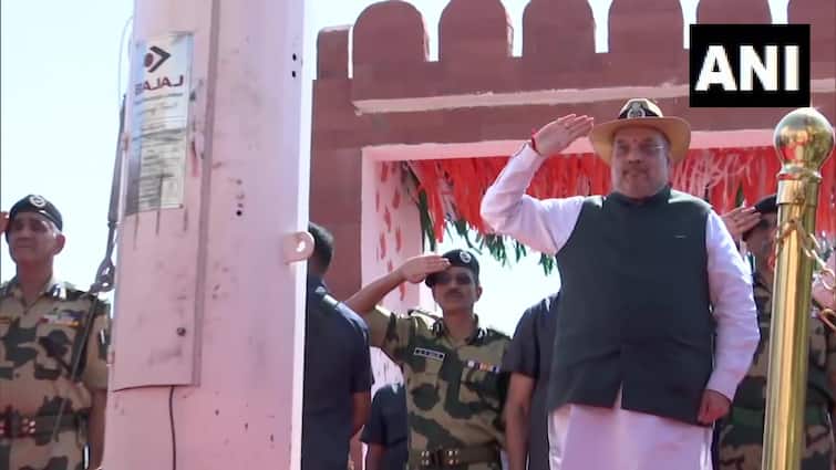 HM Amit Shah Inaugurates Border Viewing Point On India-Pak Boundary at nadabet banaskantha ગૃહમંત્રી અમિત શાહે નડાબેટમાં સીમાદર્શન પ્રોજેક્ટ અંતર્ગત વ્યુઇંગ બોર્ડર પોઇન્ટનું ઉદ્ઘાટન કર્યું