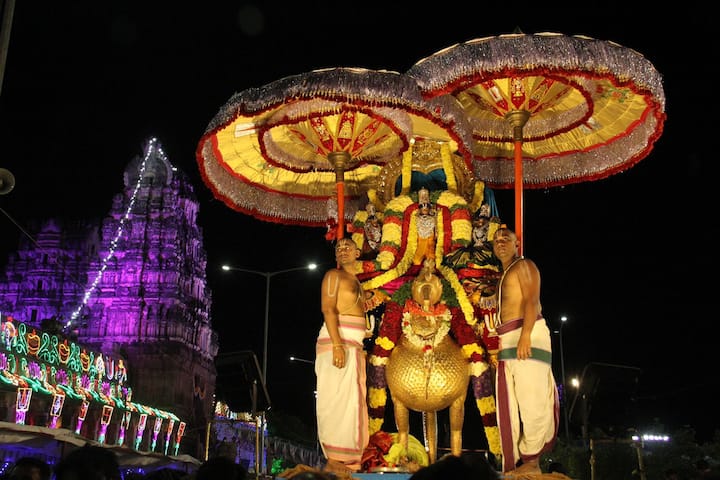 రాత్రి 8 గంటలకు హంస వాహనసేవ ప్రారంభమైంది. రాత్రి 9.30 గంటల వరకు వాహనసేవ నిర్వహించారు. భక్తజన బృందాలు చెక్కభజనలు, కోలాటాలతో స్వామివారిని కీర్తిస్తుండగా, మంగళవాయిద్యాల నడుమ స్వామివారి ఊరేగింపు కోలాహలంగా జరిగింది.