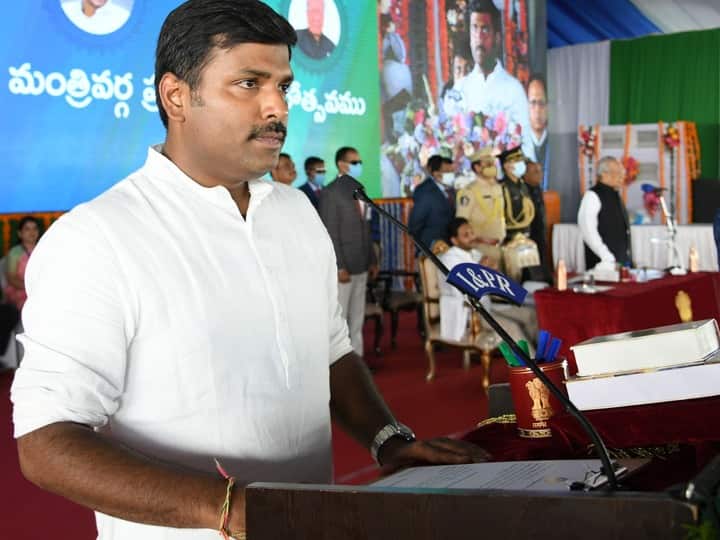 MLA Gudivada Amarnath Swearing in as Andhra Pradesh Cabinet Minister (Image: ABP Desam)