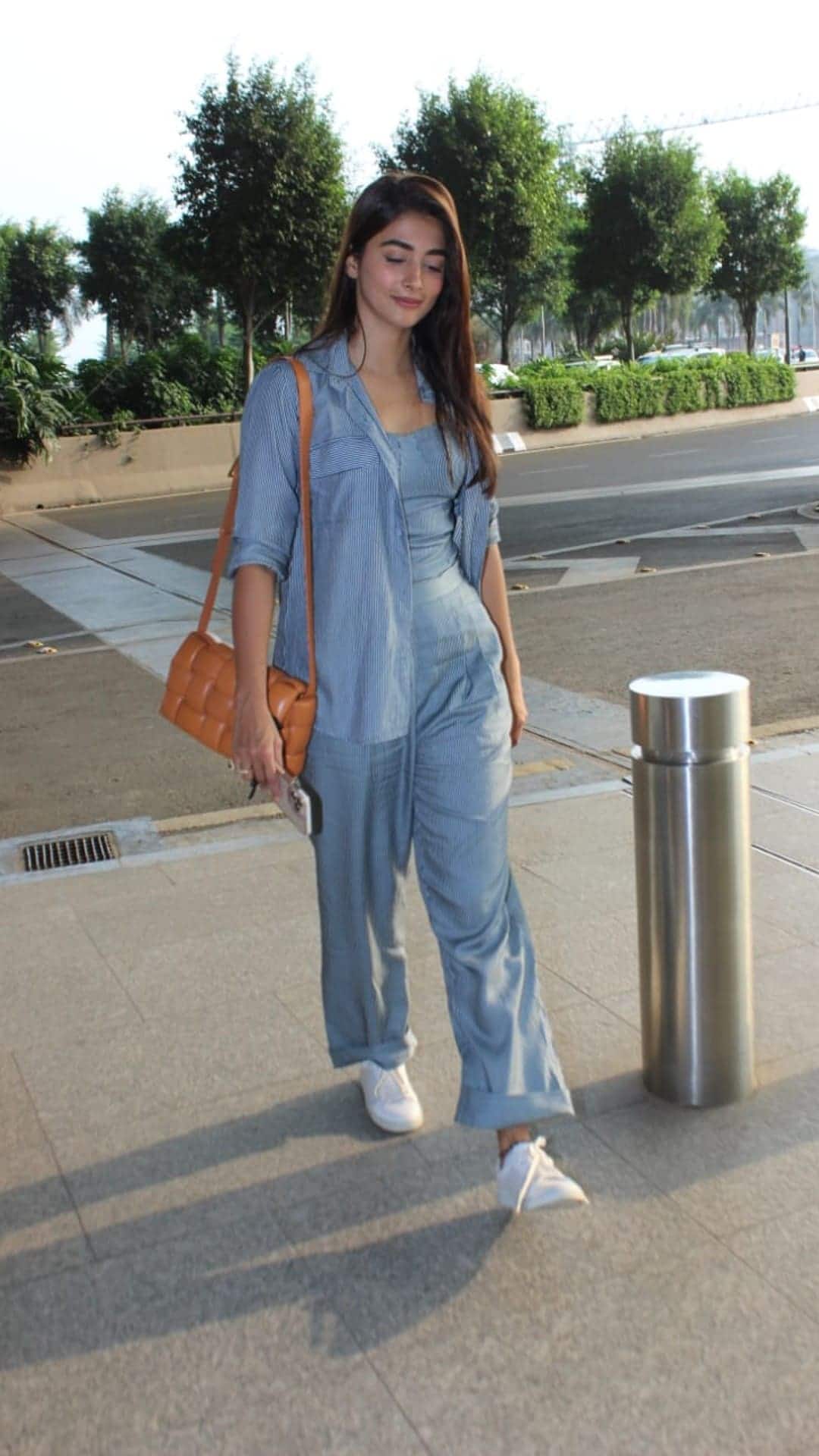 Pooja Hegde Stuns With Her Stylish Airport Look In A Blue Co-Ord Set