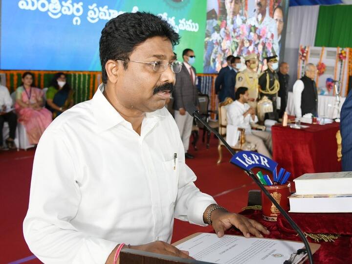 Minister Adimulapu Suresh swearing-in as Cabinet Minister on Monday. (Image:ABP)