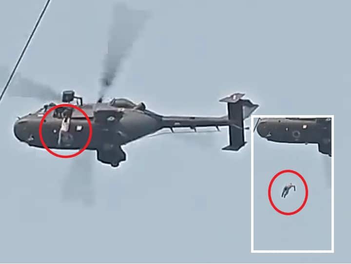 Man Falls to Death From Helicopter: Horrific Video of Jharkhand Rescue Operation Jharkhand: వీడియో - హెలికాప్టర్‌పై నుంచి పడిపోయిన బాధితుడు, జార్ఖండ్ రోప్‌వే రెస్క్యూలో అపశృతి
