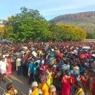 తిరుమల శ్రీవారి సర్వదర్శన టోకెన్ల కోసం భక్తులు భారీగా రావడంతో తోపులాట చోటుచేసుకుంది. (Source : Twitter)