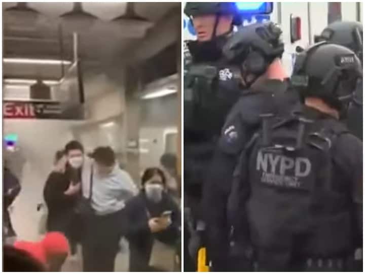 Multiple people were shot at a subway station in Brooklyn New York bloodied passengers lying on the floor Video चारों तरफ अफरा-तफरी-धुआं, खून से लथपथ स्टेशन पर पड़े दिखे लोग, देखें न्यूयॉर्क स्टेशन पर फायरिंग का वीडियो