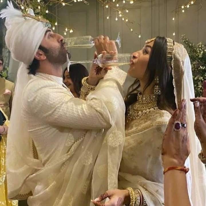 Ranbir and Alia toast to each other
