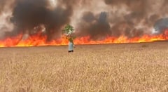 ਕਿਸਾਨਾਂ ਦੀ ਪੁੱਤਾਂ ਵਾਂਗ ਪਾਲੀ ਫ਼ਸਲ ਸੜ ਕੇ ਸੁਆਹ, ਕਈ ਏਕੜ ਖੜ੍ਹੀ ਫਸਲ ਨੂੰ ਲੱਗੀ ਭਿਆਨਕ ਅੱਗ