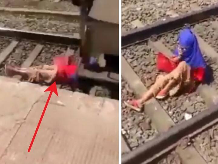Woman Lies Down On Railway Track, Talks On The Phone While Train Passes Over Her In Haryana రైలు ఆమె మీద నుంచి వెళ్తున్నా ఫోన్లో కబుర్లు మాత్రం ఆపలేదు, వీడియో వైరల్