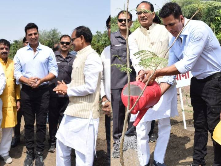 Akshay Kumar In Bhopal: बॉलीवुड के खिलाड़ी यानि अक्षय कुमार आज भोपाल पहुंचे. जहां उन्होंने सीएम शिवराज सिंह चौहान से मुलाकात की और दोनों ने भोपाल के स्मार्ट पार्क में पौधारोपण भी किया. देखिए तस्वीरें....