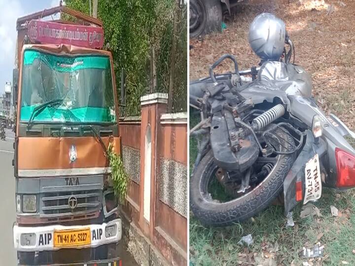 2 killed in lorry collision with two-wheeler near Tindivanam; Terrifying CCTV footage திண்டிவனம்: இருசக்கர வாகனத்தின் மீது லாரி மோதிய விபத்தில் 2 பேர் உயிரிழப்பு: பதறவைக்கும் சிசிடிவி காட்சிகள்