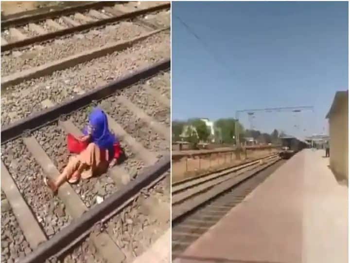 Viral Video girl crossed limits of negligence while talking on phone see viral video Viral Video : फोनवर बोलत असताना मुलीच्या अंगावरून गेली रेल्वे; पण...पाहा हा थरारक व्हिडीओ