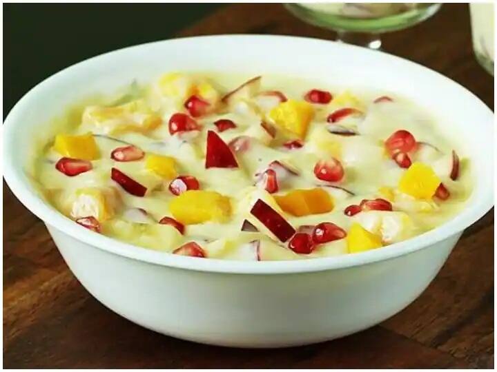 Fruit custard recipe healthy sweet dish fruit custard ingredients ગરમીની સ્પેશિયલ ફ્રૂટ ડિશ, જાણો ફટાફટ ફ્રૂટ કસ્ટર્ડ કેવી રીતે બનાવશો