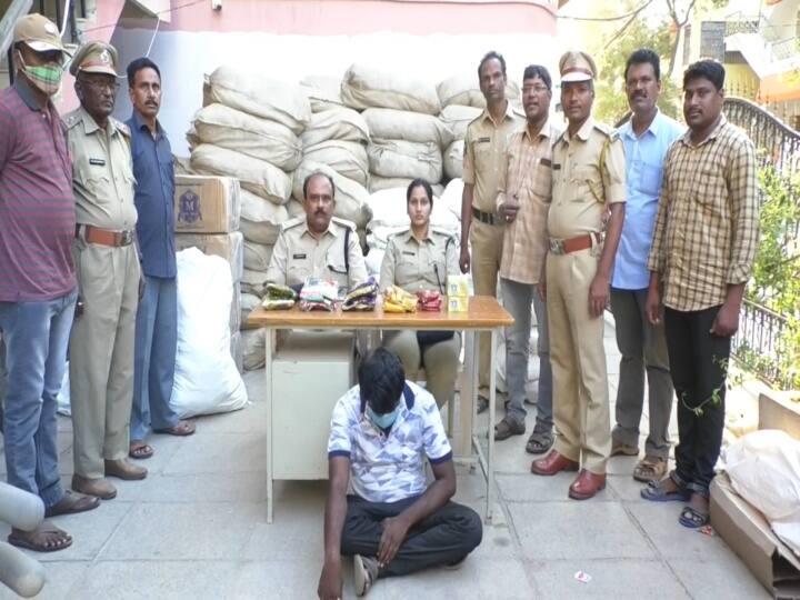Tirupati Crime Person arrested supplying gutka packets to shops Tirupati Crime : అద్దె ఇంట్లో గుట్కా డెన్, వ్యాపారిలా వెళ్లి పట్టేసినా సెబ్ అధికారులు
