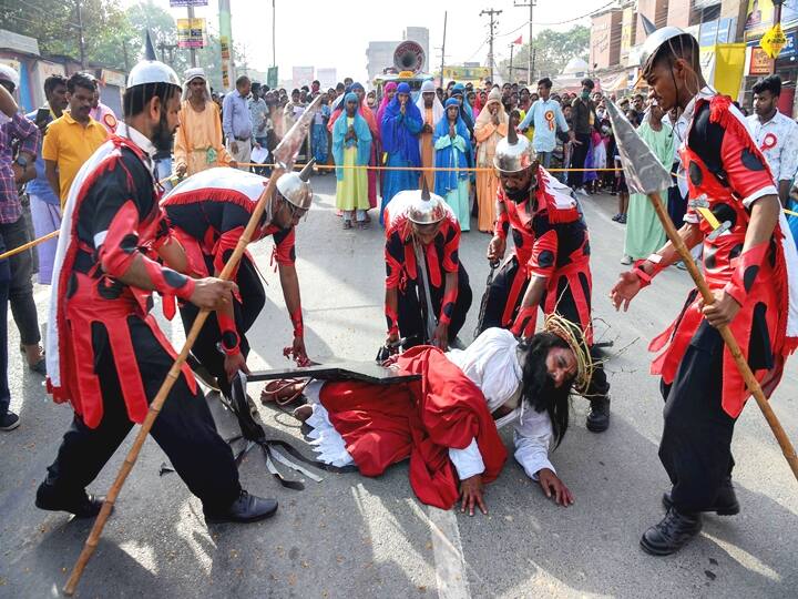Good Friday holds immense significance for Christians around the world as it marks the crucifixion of Jesus Christ. In this photo, Christian devotees during a procession to observe Good Friday, in Patna, Friday. (PTI Photo)
