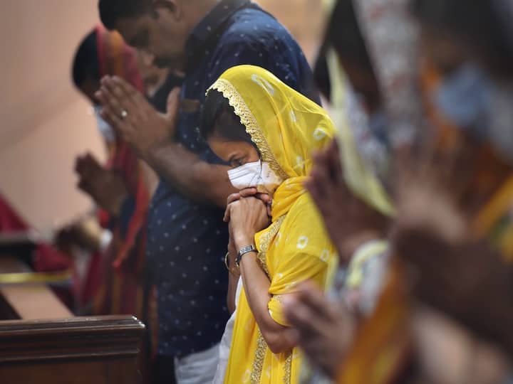 As it is believed that Jesus Christ sacrificed his life for the sins of people, devotees ask for forgiveness of their sins on this day. Christian devotees at a church on the occasion of Good Friday, in New Delhi, Friday. (PTI Photo/Atul Yadav)