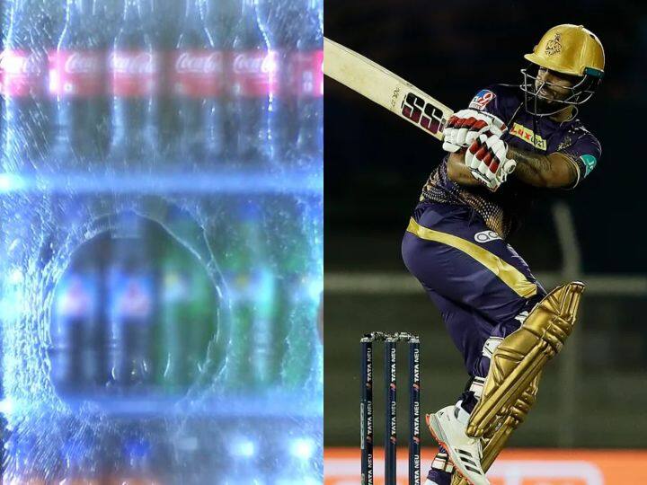IPL 2022 Nitish Rana hit sixes breaks dugout fridge SRH vs KKR Sunrisers Hyderabad SRH vs KKR: नीतीश राणा ने छक्का मारकर तोड़ दिया डगआउट में रखे फ्रिज का कांच, वीडियो हो रहा वायरल