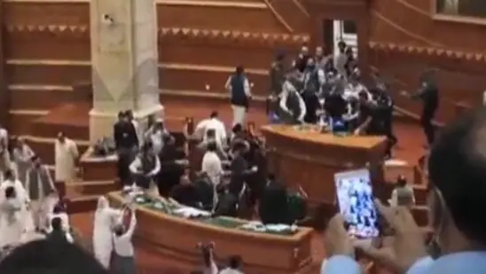 WATCH | Pakistan’s Punjab Assembly Witnesses Chaos As PTI Members Attack Deputy Speaker