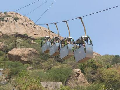 Rope car test at Ayyarmalai Rathinagriswarar Temple அய்யர்மலை ரத்தினகிரீஸ்வரர் திருக்கோயில் ரோப் கார் சோதனை ஓட்டத்தை தொடங்கிவைத்த எல்.எல்.ஏ மாணிக்கம்