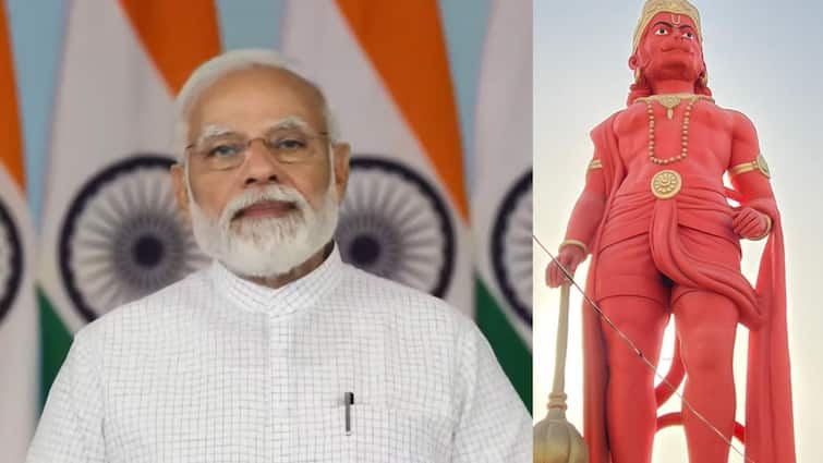 PM Modi remamber machhu dam disaster at unveil 108 feet lord hanuman statue in Morbi મોરબીઃ હનુમાનજીની પ્રતિમાના અનાવરણ પ્રસંગે PM મોદીએ મચ્છુ ડેમની દુર્ઘટના યાદ કરી, જાણો શું કહ્યું