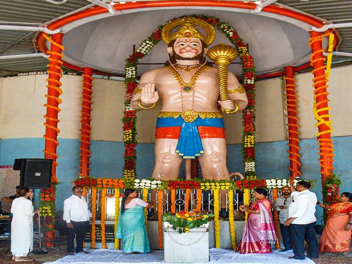 According to Hindu mythology, Lord Hanuman was born to Kesari and Anjani after years of penance. In photo, a Hanuman Temple in Maharashtra's Thane. (PTI Photo)