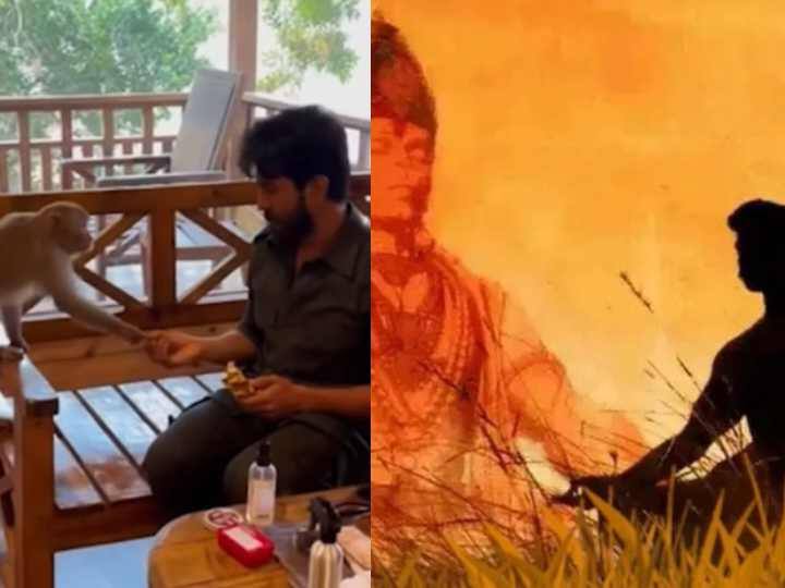 Watch Video: Ram charan shares a new video in instagram on hanuman jayanthi Watch Video: ரீல் ராமர் ராம் சரணுக்கு சர்ப்ரைஸ் கொடுத்த க்யூட் குரங்கு.. வைரலாகும் வீடியோ